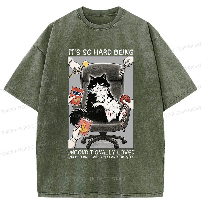 Tokyo-Tiger Funny Spoiled Cat Meme Comic Washed T-Shirt