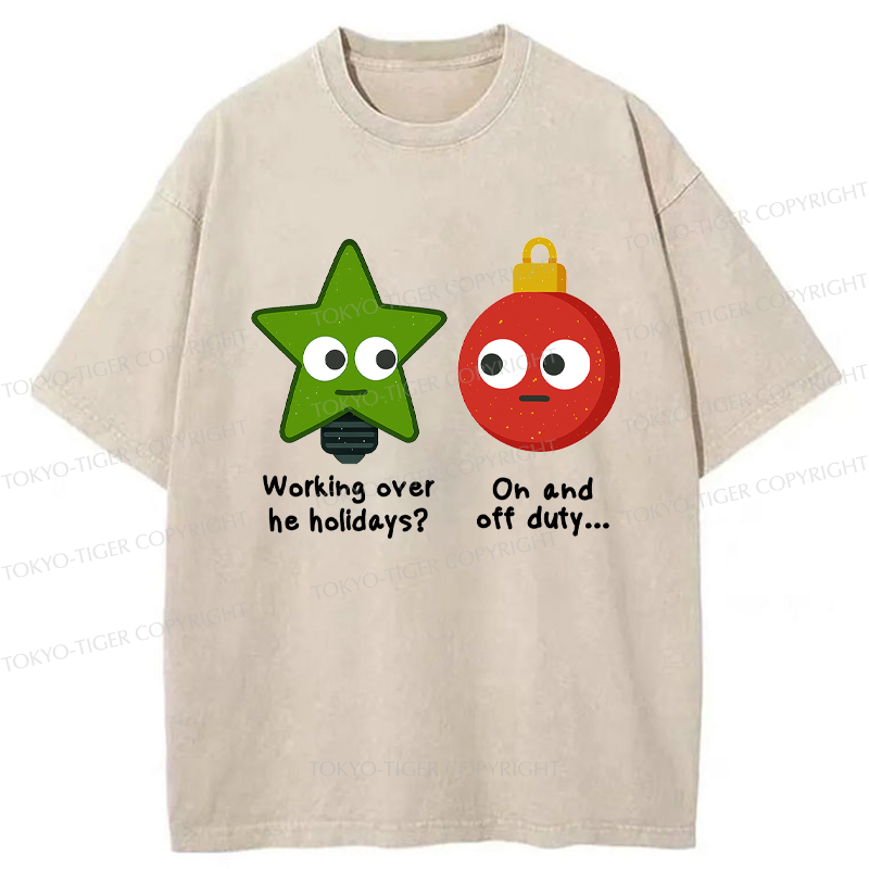Tokyo-Tiger Festive Work Mode Meme Washed T-Shirt