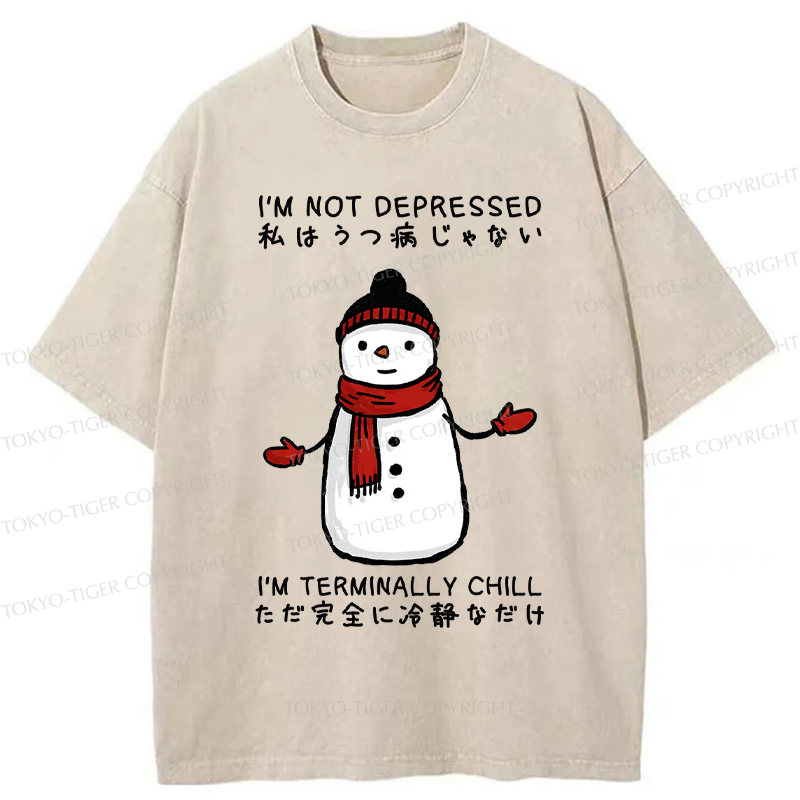 Tokyo-Tiger Ultimate Chill Snowman Zen Washed T-Shirt