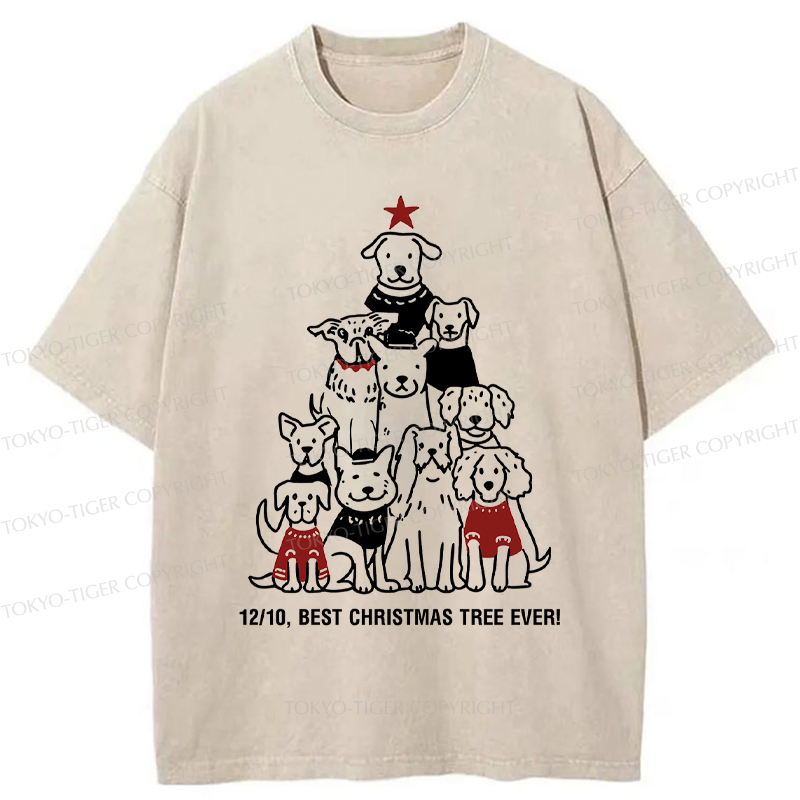 Tokyo-Tiger 12/10，Best Pupmas Tree Ever Washed T-Shirt