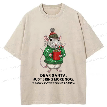 Tokyo-Tiger Nog-Loving Holiday Mouse Washed T-Shirt