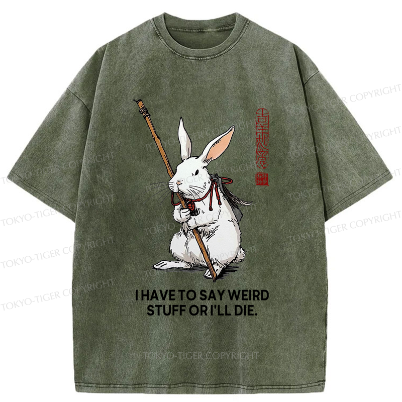 Tokyo-Tiger Rabbit Gotta Say Weird Stuff Or Die Washed T-Shirt