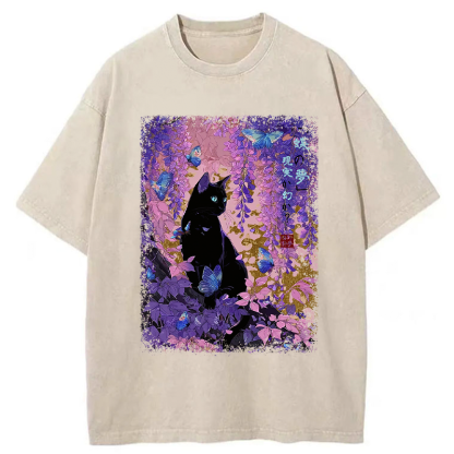 Tokyo-Tiger Dreamy Wisteria and Paws Washed T-Shirt