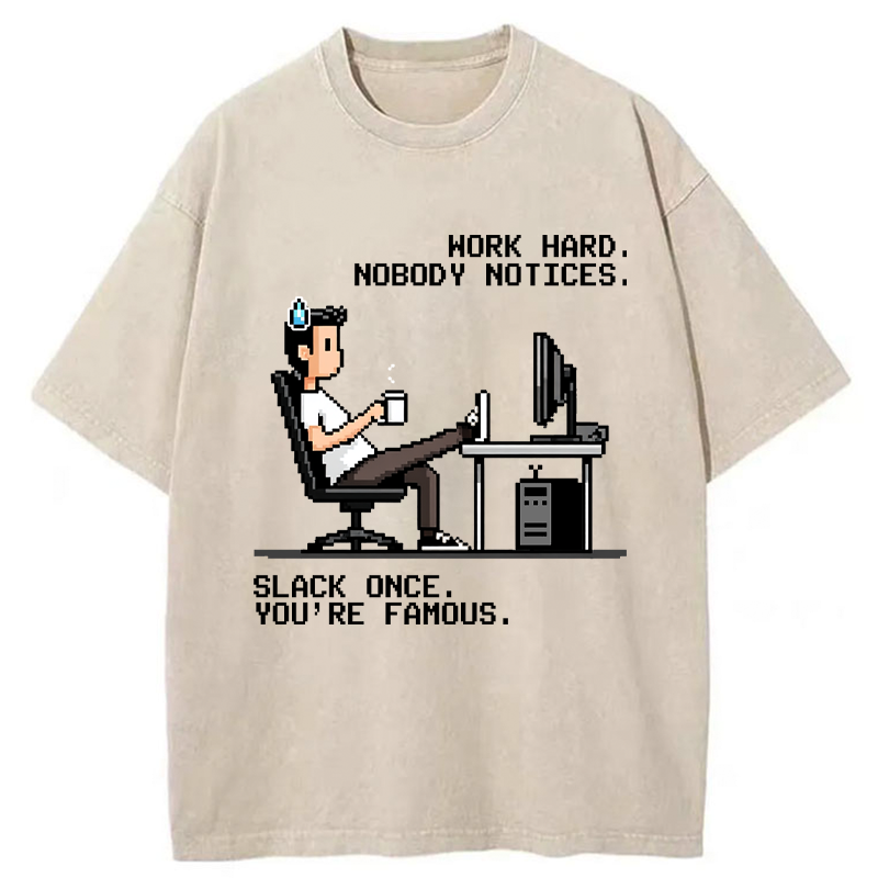 Tokyo-Tiger Hard Work, Who Cares? Washed T-Shirt