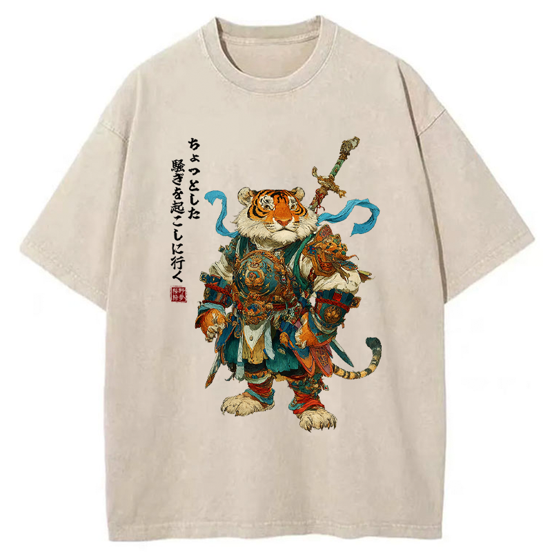 Tokyo-Tiger Off to stir up some trouble Washed T-Shirt