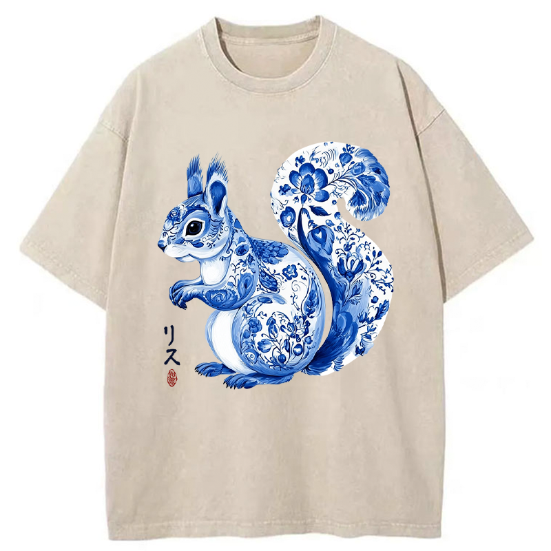 Tokyo-Tiger Porcelain Squirrel Washed T-Shirt