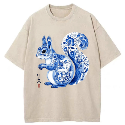 Tokyo-Tiger Porcelain Squirrel Washed T-Shirt