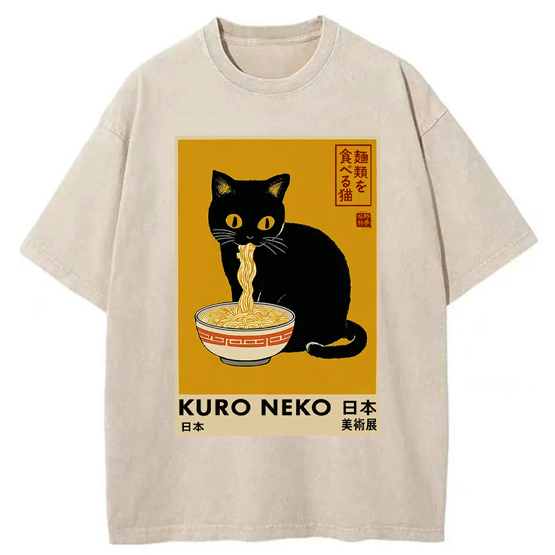 Tokyo-Tiger Kuro Neko Ramen Washed T-Shirt