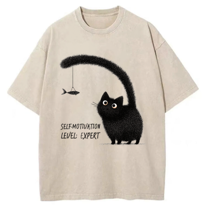 Tokyo-Tiger Purrfect Motivation Washed T-Shirt