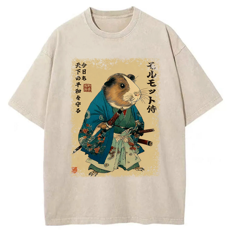 Tokyo-Tiger Peacekeeper Guinea Samurai Washed T-Shirt