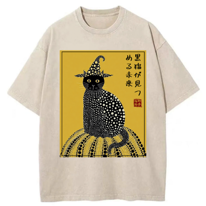 Tokyo-Tiger Black Cat's Glimpse of the Future Washed T-Shirt