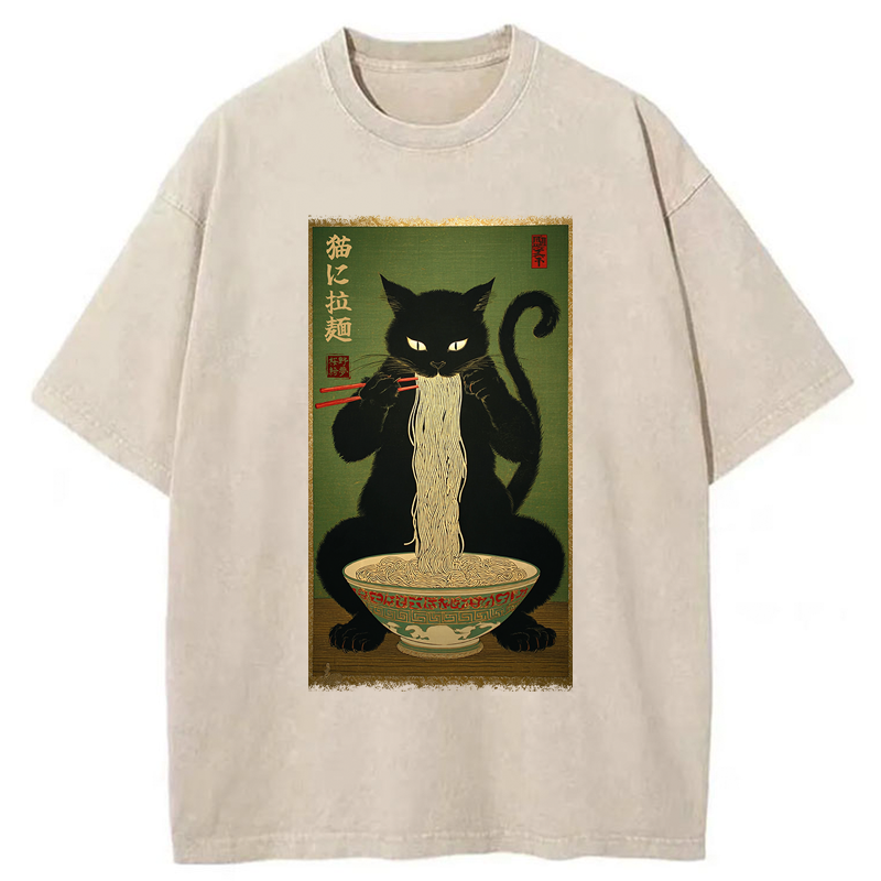 Tokyo-Tiger Noodle Master Cat Washed T-Shirt