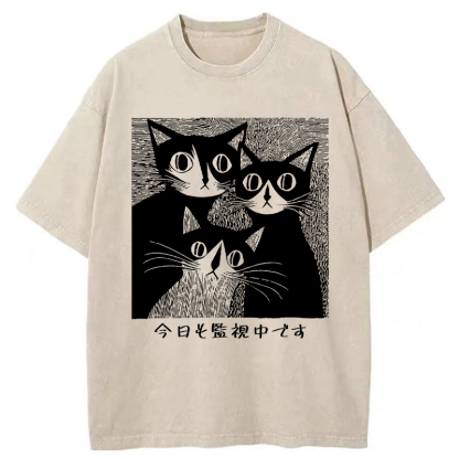 Tokyo-Tiger Feline Surveillance Squad Washed T-Shirt