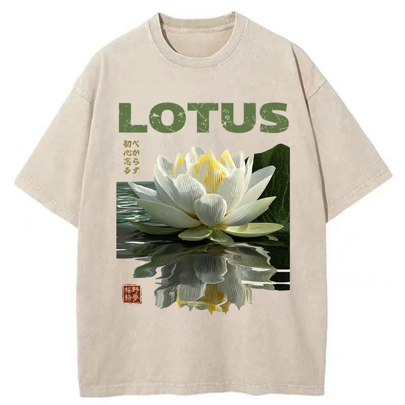 Tokyo-Tiger Zen Lotus Poster Washed T-Shirt