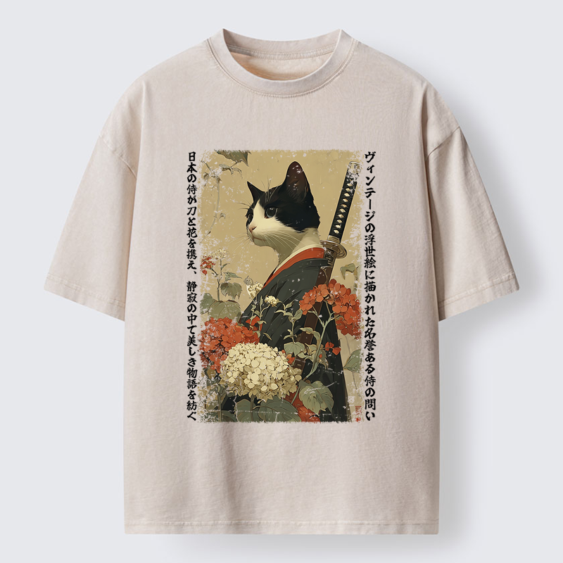 Tokyo-Tiger The Floral Samurai Washed T-Shirt