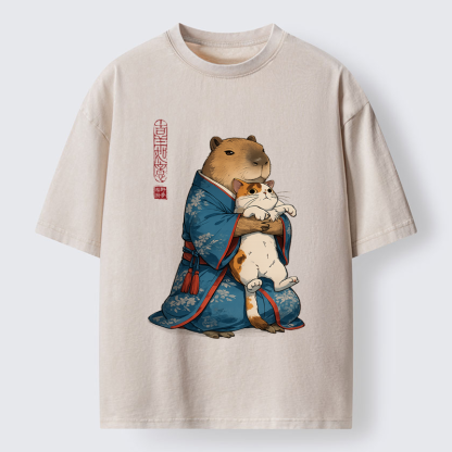 Tokyo-Tiger Furry Friends in Harmony Washed T-Shirt