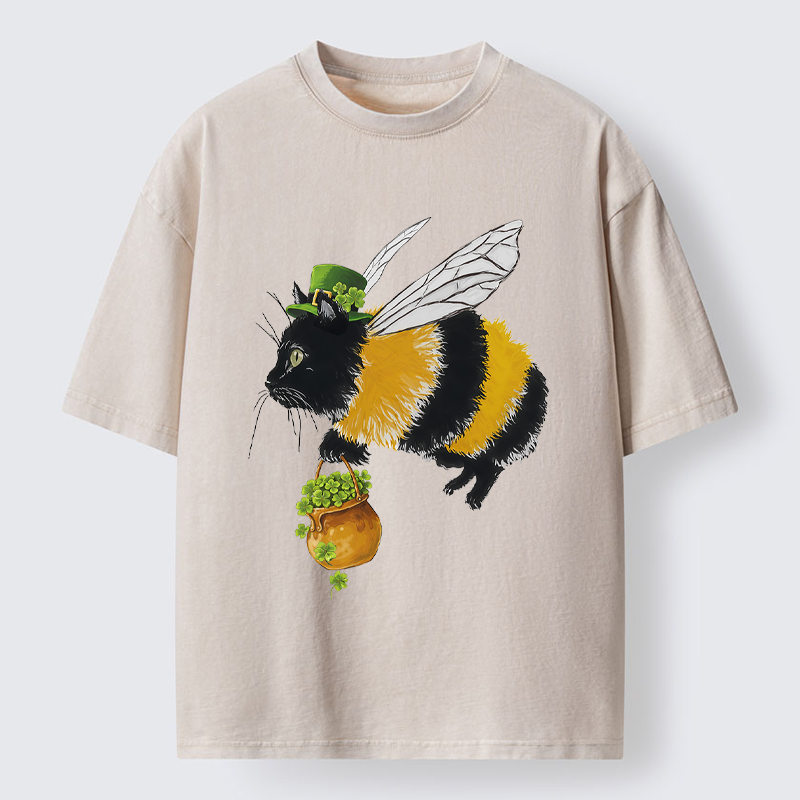 Tokyo-Tiger Lucky Buzz Cat Washed T-Shirt