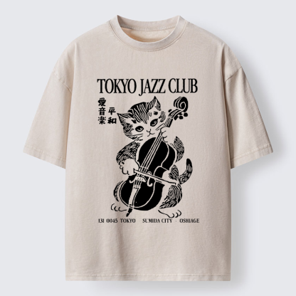 Tokyo-Tiger Tokyo Jazz Kitty Washed T-Shirt