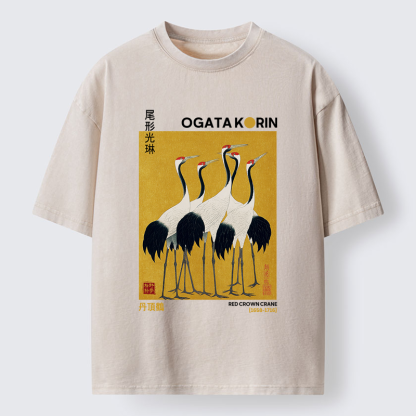 Tokyo-Tiger Dance of Cranes Washed T-Shirt