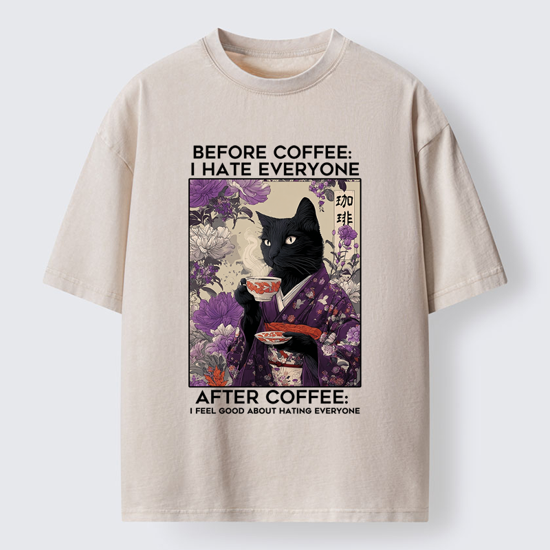 Tokyo-Tiger Coffee First, Humans Later Washed T-Shirt