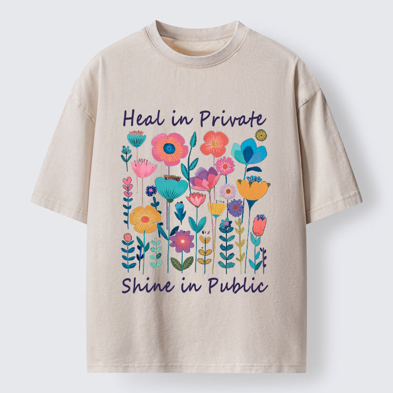 Tokyo-Tiger Wildflower Growth:The "Heal & Shine"Aesthetic Washed T-Shirt