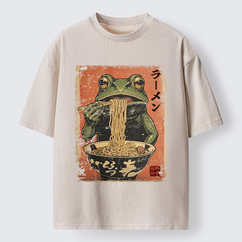 Tokyo-Tiger The Ramen Frog Poster Washed T-Shirt