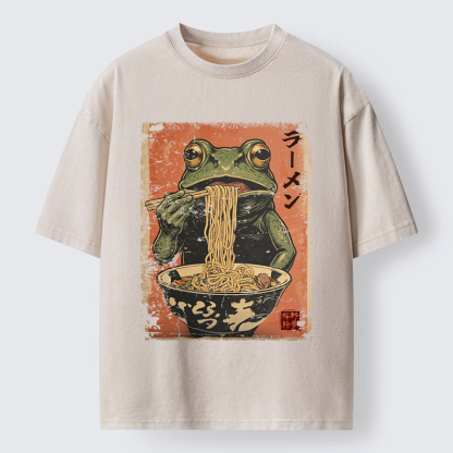 Tokyo-Tiger The Ramen Frog Poster Washed T-Shirt