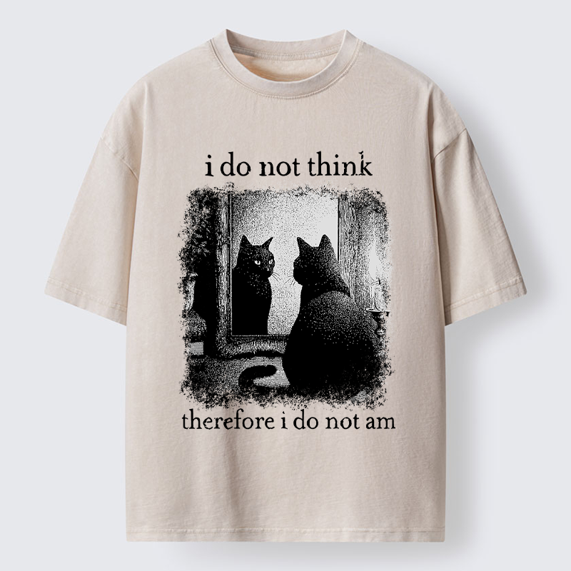 Tokyo-Tiger Funny Cat Philosophical Washed T-Shirt