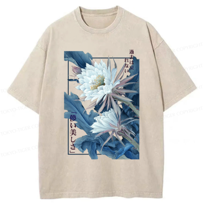 Tokyo-Tiger Vintage Epiphyllum-Short-lived beauty Poster Washed T-Shirt