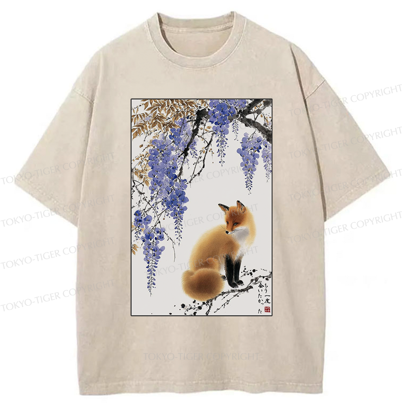 Tokyo-Tiger I Wished To See You Again-Fox & Wisteria Washed T-Shirt