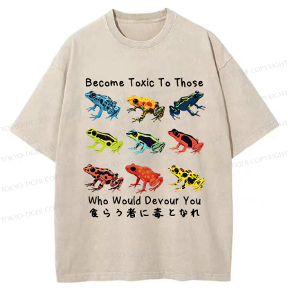 Tokyo-Tiger Funny Frog Poison Your Devourers Washed T-Shirt