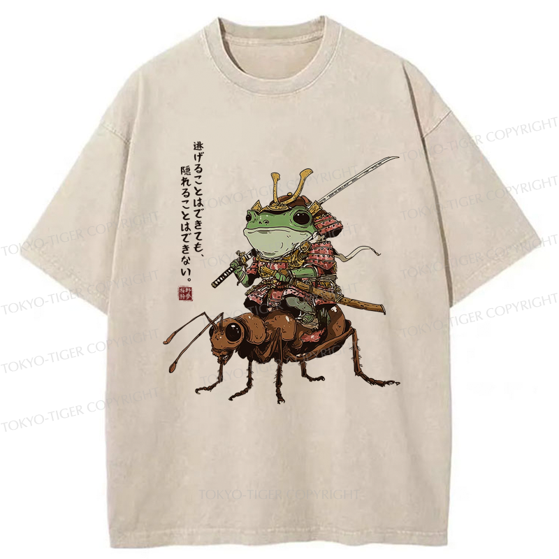 Tokyo-Tiger Frog Samurai：You Can Run But You Can't Hide Washed T-Shirt