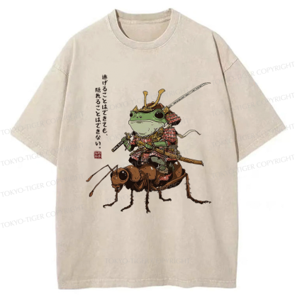 Tokyo-Tiger Frog Samurai：You Can Run But You Can't Hide Washed T-Shirt