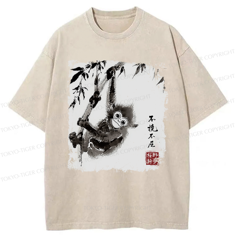 Tokyo-Tiger Little Monkey：Unyielding And Indomitable Washed T-Shirt