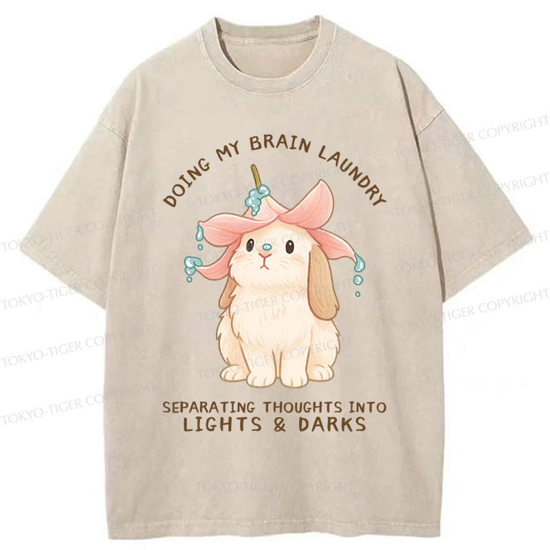 Tokyo-Tiger Flower Hat Bunny: Brain Laundry Washed T-Shirt