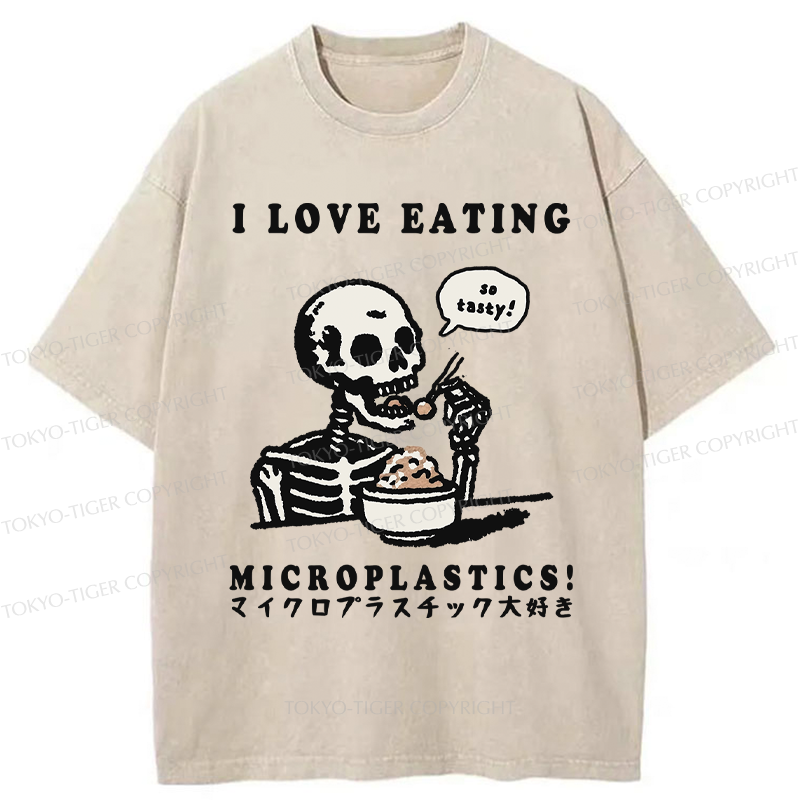 Tokyo-Tiger Funny Skeleton：Microplastic Crunch Washed T-Shirt