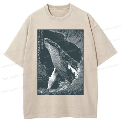 Tokyo-Tiger Whale：Break the surface, discover the world Washed T-Shirt