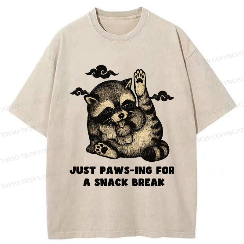 Tokyo-Tige An interesting Raccoon Washed T-Shirt