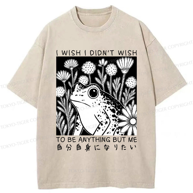 Tokyo-Tiger Be yourself Frog Flower Woodblock Washed T-Shirt