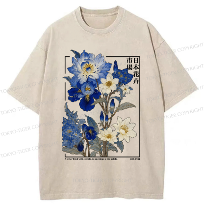 Tokyo-Tiger Japan Flower Market Vintage Washed T-Shirt