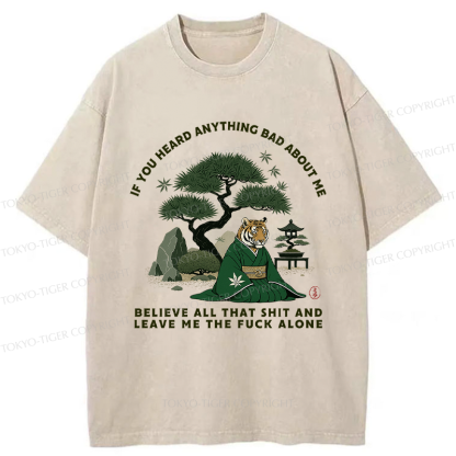 Tokyo-Tiger Funny Ukiyoe Tiger Samurai Zen Washed T-Shirt