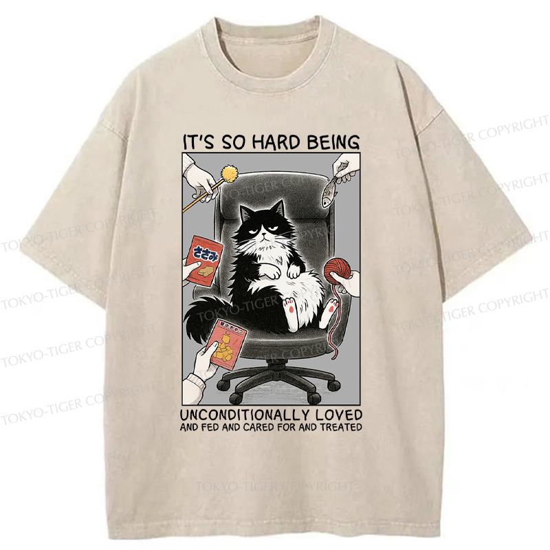 Tokyo-Tiger Funny Spoiled Cat Meme Comic Washed T-Shirt