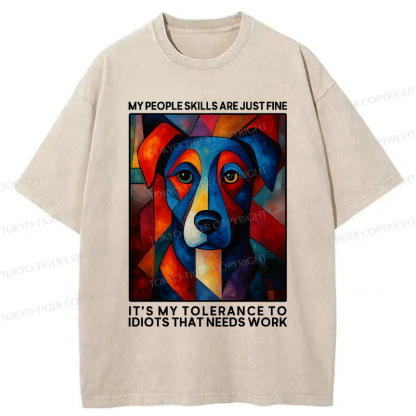Tokyo-Tiger Funny Picasso Dog Meme Washed T-Shirt