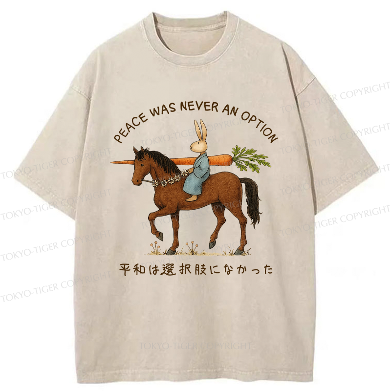 Tokyo-Tiger Funny Rabbit Samurai on Horseback Washed T-Shirt