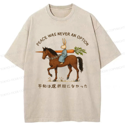 Tokyo-Tiger Funny Rabbit Samurai on Horseback Washed T-Shirt