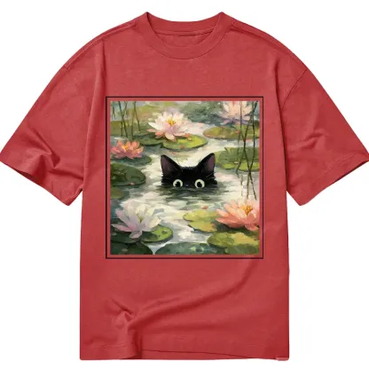 Tokyo-Tiger Black Cat and Lotus Flower Classic T-Shirt