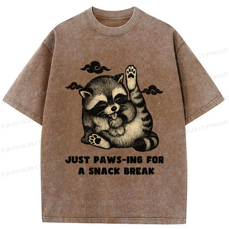 Tokyo-Tige An interesting Raccoon Washed T-Shirt