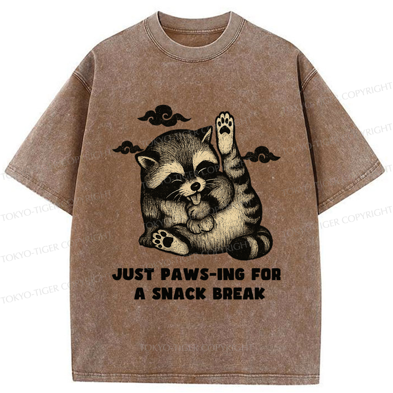 Tokyo-Tige An interesting Raccoon Washed T-Shirt