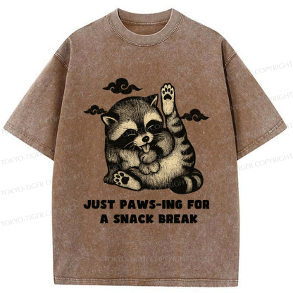 Tokyo-Tige An interesting Raccoon Washed T-Shirt