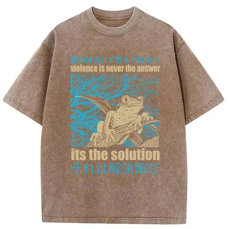 Tokyo-Tiger Violence Is Never The Answer Its The Solution Washed T-Shirt